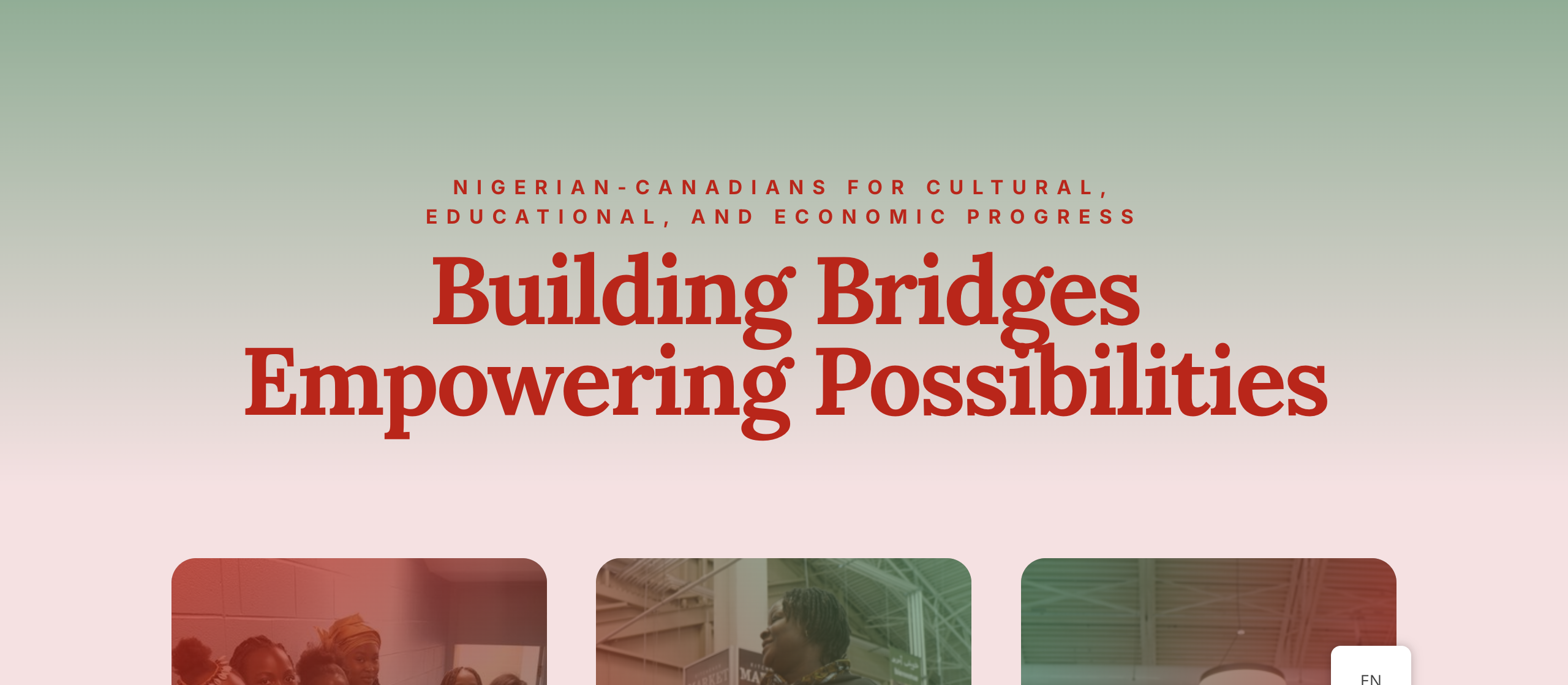NCCEEP homepage hero with the headline 'Building Bridges, Empowering Possibilities' over a green-to-cream gradient.